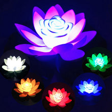 Load image into Gallery viewer, LED Night Light Lotus Artificial Floating Lotus Lamp Fake Water Lily Lotus Flower Garden Pool Pond Fountain Jardin Decor 18-28cm