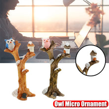 Load image into Gallery viewer, Mini Resin Tree Branch Cartoon Owl Micro Landscaping Ornament Decorative Figurine Garden Bonsai Dollhouse Exquisite Decoration