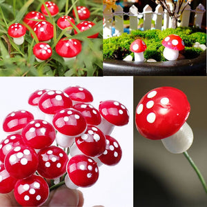 NEW Hot Sale 10Pcs 2cm Artificial Mini Mushroom Miniatures Fairy Garden Moss Terrarium Resin Crafts Decorations Stakes Craft