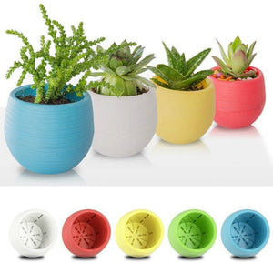 Creative Eco-friendly Colourful Mini Round Plastic Plant Flower Pot Garden Home Office Decor Planter